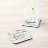 グレー&ホワイトマーブルエフェクト金ゴールドマンダラモノグラム コースター (右側)