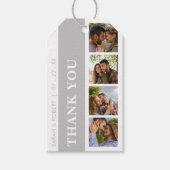 グレー&ホワイト写真ブースコラージュ結婚の感謝 ギフトタグ (正面)