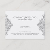 グレー&ホワイト華美フローラオーナメントデザイン 名刺 (裏面)