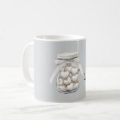 グレー ホワイト ハート コーヒーマグカップ (正面左)