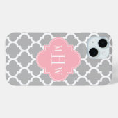 グレー ホワイト モロッコ #5 ピンク 3イニシャル モノグラム Case-Mate iPhoneケース (裏面 (横))