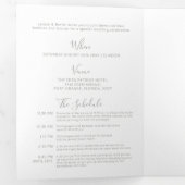 グレー・ホワイト・リ結婚トル・ハートのオールインワン 三つ折り招待状 (内部最初)