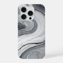 グレー ホワイト 大理石 スワール ホログラフィック ラグジュアリー iPhone 15 PROケース