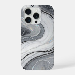 グレー ホワイト 大理石 スワール ホログラフィック ラグジュアリー iPhone 15 PROケース