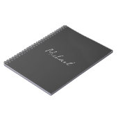 グレー ホワイト 手書き ミニマル お名前 ノートブック (左側)