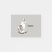 グレー ホワイト 猫 ポストイット (正面)