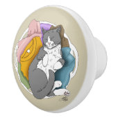 グレー ホワイト 猫 毛 洗濯物 セラミックノブ (右)
