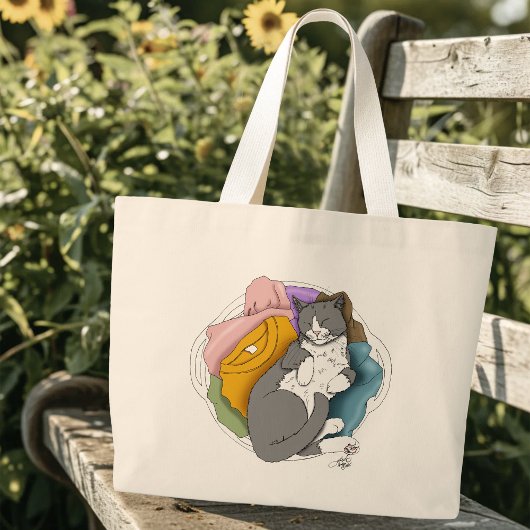 グレー ホワイト 猫 毛 洗濯 ラージトートバッグ
