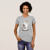 グレー ホワイト 猫 Tシャツ (正面フル)