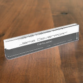 グレー·ホワミニマルはっきりしたイト デスクネームプレート (側面)