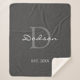 グレー·ホワモダンイト·スクリプト·ファミリのモノグラム名 シェルパブランケット