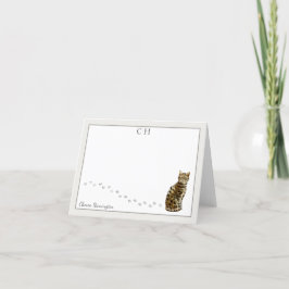 グレー ボーダー ベンガル猫 モノグラム 名前 折りたたみ サンキューカード