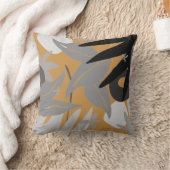 グレー&マスタード芸術的抽象芸術植物学 クッション (ブランケット)