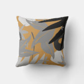グレー&マスタード芸術的抽象芸術植物学 クッション (裏面)