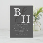 グレー ミニマル モノグラム ウェディング 招待状 (スタンド正面)