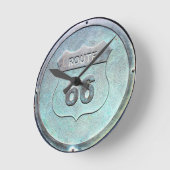 グレー メタル ルート66 プレート お土産 ラウンド壁時計 (傾斜)