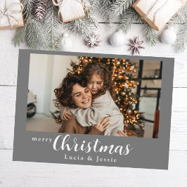 グレー メリークリスマス オリジナル 写真入り カード