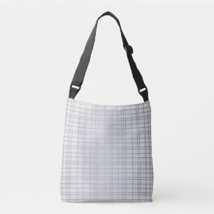 グレー、モダントレンディーシンプル、カッコいいグリッド線 クロスボディバッグ