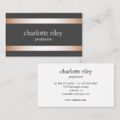 グレー |モダンバラ金ゴールドストライプスタイリッシュ 名刺 (正面/裏面)