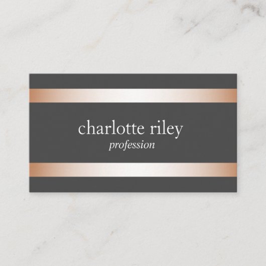 グレー |モダンバラ金ゴールドストライプスタイリッシュ 名刺 (正面)