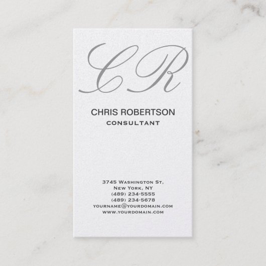 グレー・モノグラム・コンサルタント・ビジネス・カード 名刺 (正面)