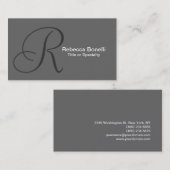 グレー・モノグラム・コンサルタント・ビジネス・カード 名刺 (正面/裏面)