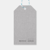 グレー リネン シンプル スクリプト ウェルカム ウェディング ギフト タグ (裏面)