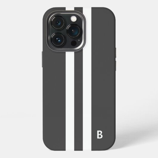 グレー レーシング ストライプ iPhoneケース (裏面)