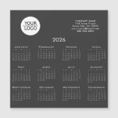 グレー ロゴ入れカレンダー 2026 会社 マグネット (正面)