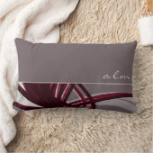 グレー&ワイン抽象芸術リボン |モノグラム ランバークッション (ブランケット)