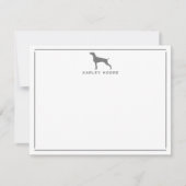 グレー ヴァイマラナー 犬 モダン ボーダー 文房具 ノートカード (正面)