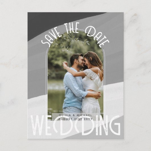 グレー 予算に関する情報写真を選択して日付を保存 ポストカード (正面)