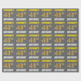グレー, 偽/模倣ゴールド, "48歳の誕生日" ラッピングペーパー