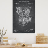 グレー |内燃機関特許 ポスター (キッチン)