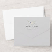 グレー | 分離型 RSVP | シンプルな結婚式 オールインワン招待状 (裏面)