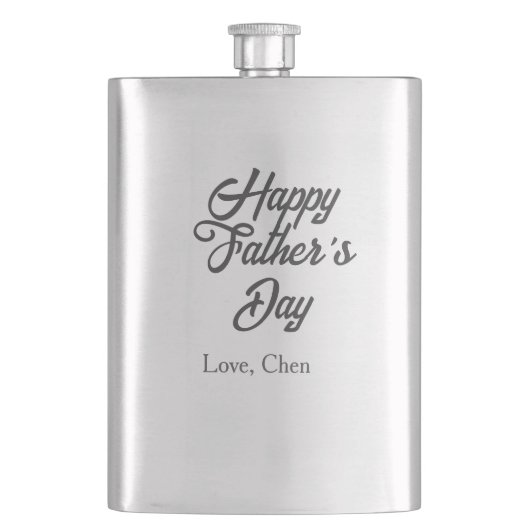 グレー 名前 父の日 お父さん 最高 Daddy ever  フラスク (正面)