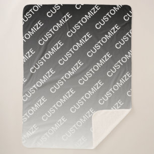 グレー（変更可能な色）オンブレ & テキストパターン シェルパブランケット