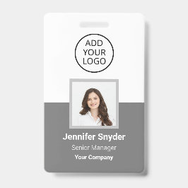 グレー、従業員の写真ID、QRコード付き、会社 バッジ