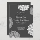 グレー《植物》百日草フラワー結婚式招待状 招待状 (正面/裏面)