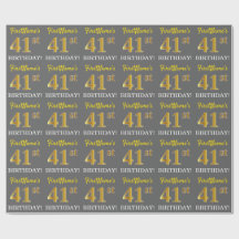 グレー、模造金ゴールドルック"41誕生日"