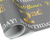 グレー、模造金ゴールド見た"2nd BIRTHDAY" ラッピングペーパー (ロールコーナー)