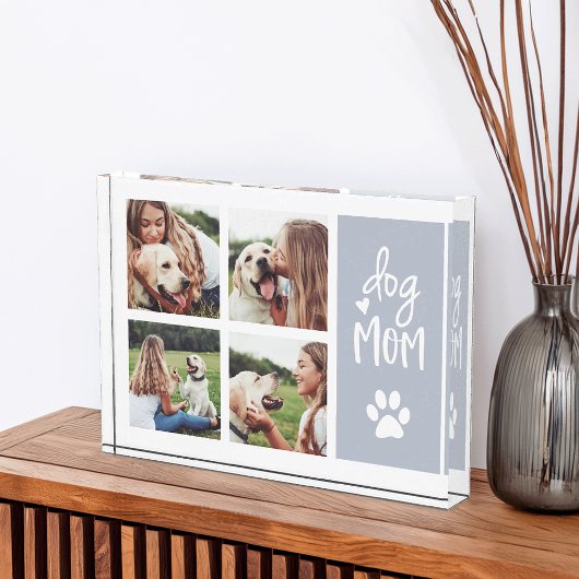 グレー |犬のママPawprintコラージュ フォトブロック