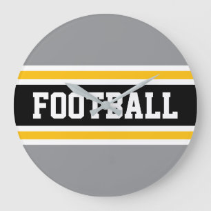 グレー 白 黒 オレンジ レーシングストライプ FOOTBALL ラージ壁時計