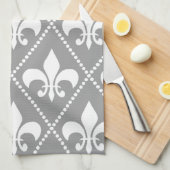 グレー（紋章の）フラ・ダ・リ キッチンタオル (四つ折り)