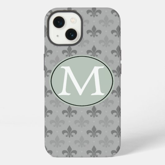 グレー（紋章の）フラ・ダ・リ iPhoneケース (裏面)