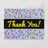 グレー、紫、ベージュ、青の正方形/タイルのパターン ポストカード (正面)
