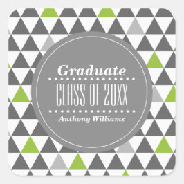 グレー |緑の幾何学模様のカスタムグラデーション スクエアシール