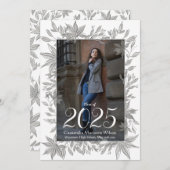 グレー·葉ズ·フォト卒業発表 招待状 (正面/裏面)