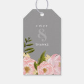 グレー |赤面ピンク牡丹ありがとう結婚。 ギフトタグ (正面)