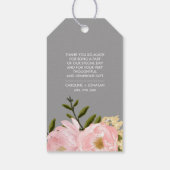 グレー |赤面ピンク牡丹ありがとう結婚。 ギフトタグ (裏面)